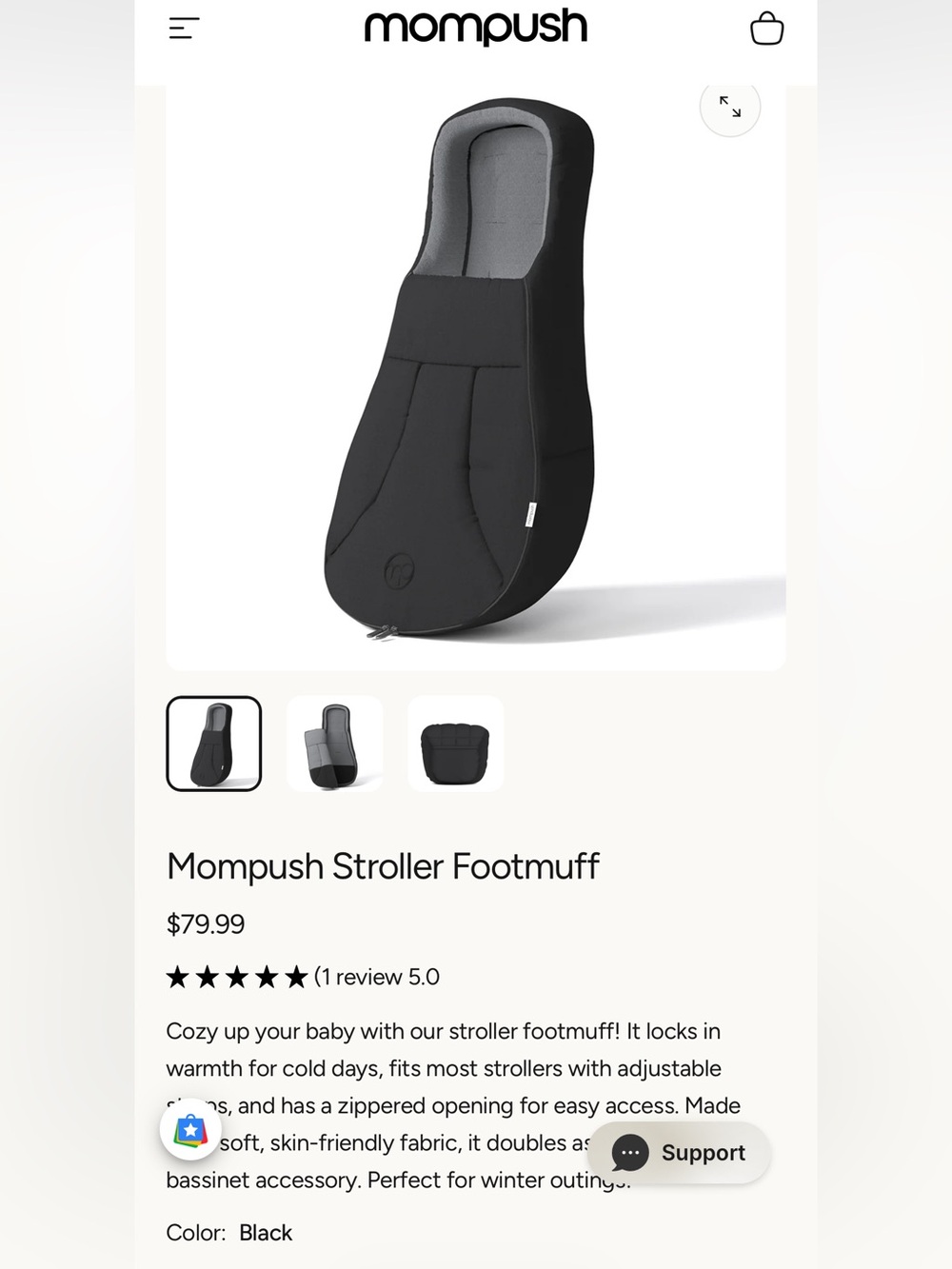 Black Stroller Footmuff